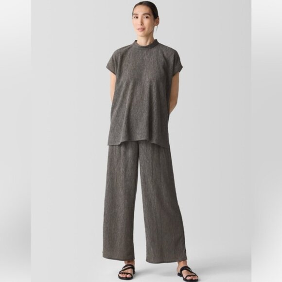 Eileen Fisher Woven Plissé Wide Leg Pant - Picture 1 of 6
